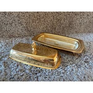Vintage 24k gold butter dish with glass insert by Commonwealth